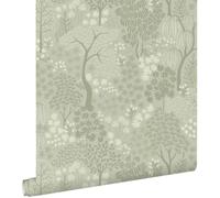 ESTAhome carta da parati alberi e fiori verde 50 x 900 cm