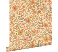ESTAhome carta da parati fiori arancione, giallo e verde 50 x 900 cm