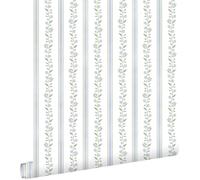 ESTAhome carta da parati fiori e righe blu 50 x 900 cm