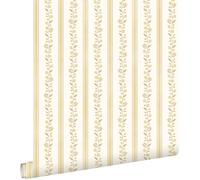 ESTAhome carta da parati fiori e righe giallo 50 x 900 cm