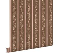 ESTAhome carta da parati fiori e righe marrone e rosa 50 x 900 cm