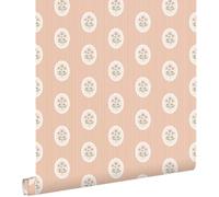 ESTAhome carta da parati fiori e righe rosa 50 x 900 cm