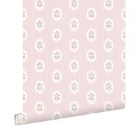 ESTAhome carta da parati fiori e righe viola 50 x 900 cm