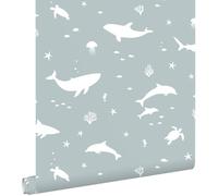 ESTAhome carta da parati il mondo sott'acqua blu grigrio 50 x 900 cm