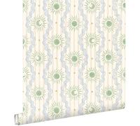 ESTAhome carta da parati ornamento rétro beige, blu e verde 50 x 900 cm