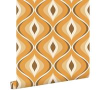 ESTAhome carta da parati ornamento rétro marrone, beige e arancione 50 x 900 cm