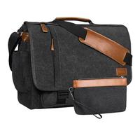 Estarer Borsa per computer portatile da 17 a 17,3 pollici, borsa messenger da lavoro, borsa a tracolla per HP/Asus/Dell/Acer/Lenovo, Grigio scuro, 15-15.6 Inch