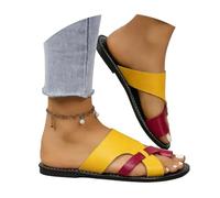Estate 2026 Trend Sandali eleganti alla moda con punta aperta per un comfort estivo per il tempo libero morbido cinturino tacco basso - ideali per tutti i giorni le vacanze appuntamenti, giallo., 43