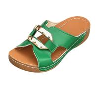 Estate 2026 Trend Ultimate Slipper con fascia per dita per abiti da spiaggia estivi - Sandali leggeri con zeppa slip-on con tacco alto, ideali per giornate rilassanti e attività all'aria aperta, verde