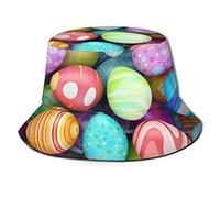 Estate Cappello,Morbido Bucket Hat Colorful Beautiful Easter Eggs Anti UV Cappello da Pescatore per Pesca Donna Campeggio