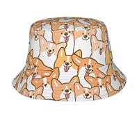 Estate Cappello,Tesa Larga Bucket Hat Funny Corgi Dog Anti UV Cappello Trekking per Uomo Estivo All'aperto