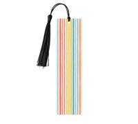 Estate Colore Strisce Verticali Modello Tessile Segnalibri In Legno Con Nappe Segno In Legno Per Artigianato Segnalibro Tag Per Lettori Amanti del