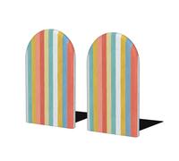 Estate Colore Tessuto Strisce Verticali Fermalibri Per Scaffali 2 Pz Fermalibri In Legno Fermalibri Organizer Per Home Office Biblioteche