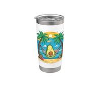 Estate con un avocado sulla spiaggia Bicchiere termico in acciaio inox doppia parete