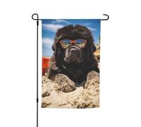 Estate Cucciolo carino Il mio cane d'amore sulla spiaggia Bandiera da giardino vibrante bifacciale 12 x 18 pollici Decorazione per casa e giardino