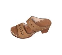 Estate delle donne Nuovo Fondo Spessore Romano Retro Pendenza Tacco Hollow Tempo Libero Cento Con Pantofole Infradito Pantofole per le Donne Cotone, Marrone, 37 EU