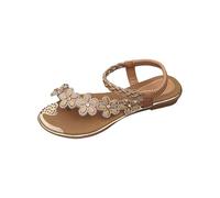 Estate delle donne Open Toe Decorazione Fiore Un Piede Staffetta Con Trapano Casual Confortevole Sandali Piatti Sandali Donna Taglia 36, Giallo, 6.5 UK 3X-Narrow