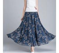 Estate Donna Floreale Chiffon Stampato Maxi Pieghe Boemia Loose Spiaggia Casual