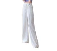 Estate Donna Signora Ragazze Moda Primavera Casual Allentato Pantaloni Della Tuta Autunno Pantaloni Vita Alta Abbigliamento Streetwear, bianco, S