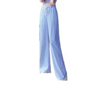 Estate Donna Signora Ragazze Moda Primavera Casual Allentato Pantaloni Della Tuta Autunno Pantaloni Vita Alta Abbigliamento Streetwear, Blu, XL