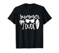 Estate Dude Surfing Beach Cool Palm Tree Surfer Maglietta