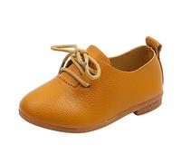 Estate E Autunno di Modo Ragazze Carine Scarpe Casual Tinta Unita Punta Rotonda Vestito Scarpe Bambini Stivali, Giallo, 32 EU
