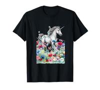 Estate fiori farfalle unicorno donne bambino ragazza Maglietta