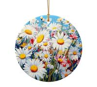 Estate floreale margherite fiore stampa ceramica pendente rotondo per ornamenti da viaggio per la decorazione domestica ornamento di Natale