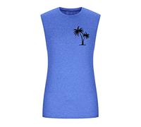 Estate Grande Diviso Sportivo Sciolto Fitness Gilet Esteso Hiphop Puro Senza Maniche Stampato Gilet, Blu, L