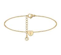 estate Hawaii spiaggia gioielli Boho Femminile Catena Del Piede 26 Lettere A Forma di Cuore Singolo Esagoni Cavigliera 26 Iniziale Cavigliera Braccialetti Per Le Donne Lettere (C-U, One Size)