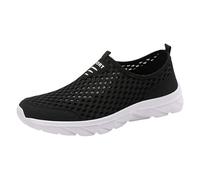 Estate Moda Uomo Un Piede Staffetta Sneakers Uomo Mesh Panno Confortevole Scarpe Casual Sneaker Rack per gli Uomini sulla Porta, Nero , 7.5 UK 3X-Narrow