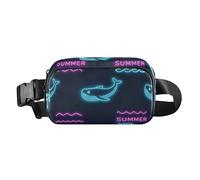 Estate Neon Balena Onda Nero Carino Da Corsa Marsupio Marsupio per Uomini Donne Grande Capacità con Cinghia Regolabile per Viaggi Vacanza Corsa bolsa de cintura para, Estate neon Whale wave nero,