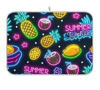 Estate Neon Cocco Frutta Ananas Riutilizzabile Piatto Stuoia di asciugatura 18x24 Rettangolo Grande Scolapiatti stuoia per il bancone della cucina Decorativo Home Decor Essentials