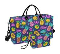 Estate Neon Frutta Ananas Frutta Decorativo Viaggio Borsa a Mano Borsa da Palestra con Cinghia Regolabile per Aereo Viaggi Multifunzionale Bolsa de Mano para ropa de