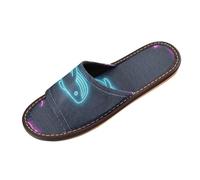 Estate Neon Whale Wave Nero Spa Doccia Pantofole Indoor Outdoor Estate Carino personalizzato Slides Sandali per Piscina, Hotel, Viaggi sandalias deportivas para mujer, Summer Neon Whale Wave Nero