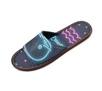 Estate Neon Whale Wave Nero Spa Sandalo Indoor ed Outdoor Traspirante Morbido personalizzabile Beach Sandali per Hotel Viaggi Party mocasines para mujer, Summer Neon Whale Wave Nero, 38/38.5 EU
