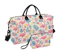 Estate Rosa Fenicotteri Frutta Partito Decorativo Carry on Weekender Pernottamento Borsa Palestra Duffel Bag con Cinghia Regolabile per Sport Multifunzionale Bolsa para