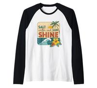 Estate, Sole, Spiaggia, Mare. Sabbia di Sale Solare Maglia con Maniche Raglan