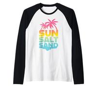 Estate, Sole, Spiaggia, Mare. Sabbia di Sale Solare Maglia con Maniche Raglan