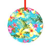 Estate Stile Hawaiano Stampa Vetro Rotondo Albero di Natale Appeso Ornamenti di Natale Per Le Feste di Natale Regali Decorazione