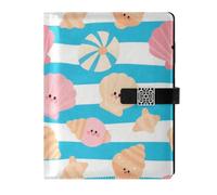 Estate Stripe Shell Blu foderato in pelle soggetto notebook portatile regola del college per il college 6.7x9.2