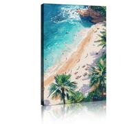 Estate Tema Tela Arte Parete Pittura Spiaggia Surf Bagnanti Palme Decorazione Parete Poster Per La Stanza Infanzia Vivente Immagini Pronto per Essere Appeso 50x90cm Innerframe