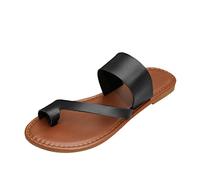 Estate tinta unita Cover Toe Flat Bottom Casual Sandali Scarpe Donna 36, Nero , 41 EU