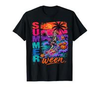 Estate tra Halloween Scheletro Vacanza Spiaggia Maglietta
