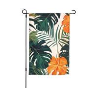Estate tropicale Fiore hawaiano Foglie di palma Cortile Bandiera da giardino Bandiere da giardino primaverile Bandiere da giardino per il giorno di San Patrizio Decorazioni per esterni 12 pollici x 18
