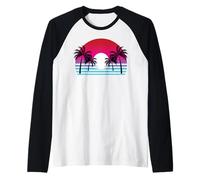 Estate Tropicale Palme Isola Spiaggia Divertimento Souvenir Maglia con Maniche Raglan
