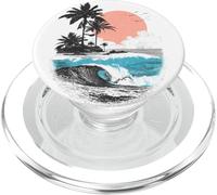 Estate tropicale spiaggia tramonto oceano onda palma PopSockets PopGrip per MagSafe
