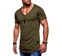 Estate Uomo T-Shirt Top Manica Corta Manica Corta a V Colore Slim Fit T-Shirt Muscolare Tee Shirt Shirt Shirt, verde, XXL
