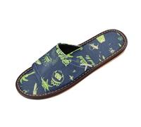 Estate Verde Blu Elementi Doccia Casa Pantofole Indoor Riutilizzabili Antiscivolo Personalizzato Open Toe Scarpe da Camera da Letto per Viaggi, Piscina, Festa pantuflas para mujer, Elementi Blu Verde