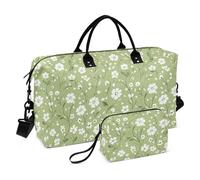 Estate Verde Piccoli Fiori Decorativi Pernottamento Carry On Tote e Bagagli Sport Palestra Tote Bag con Cinghia Regolabile per Sport Impermeabile Bolsa de para Mujer